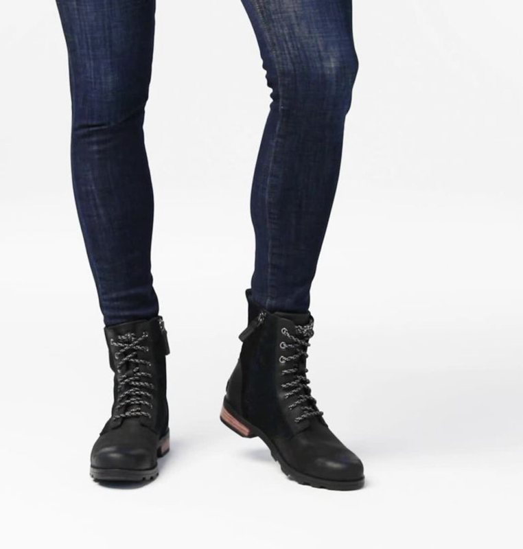 Sorel Dam Gummistövlar Svarta - Emelie™ Short Lace Låga - GJK-736029